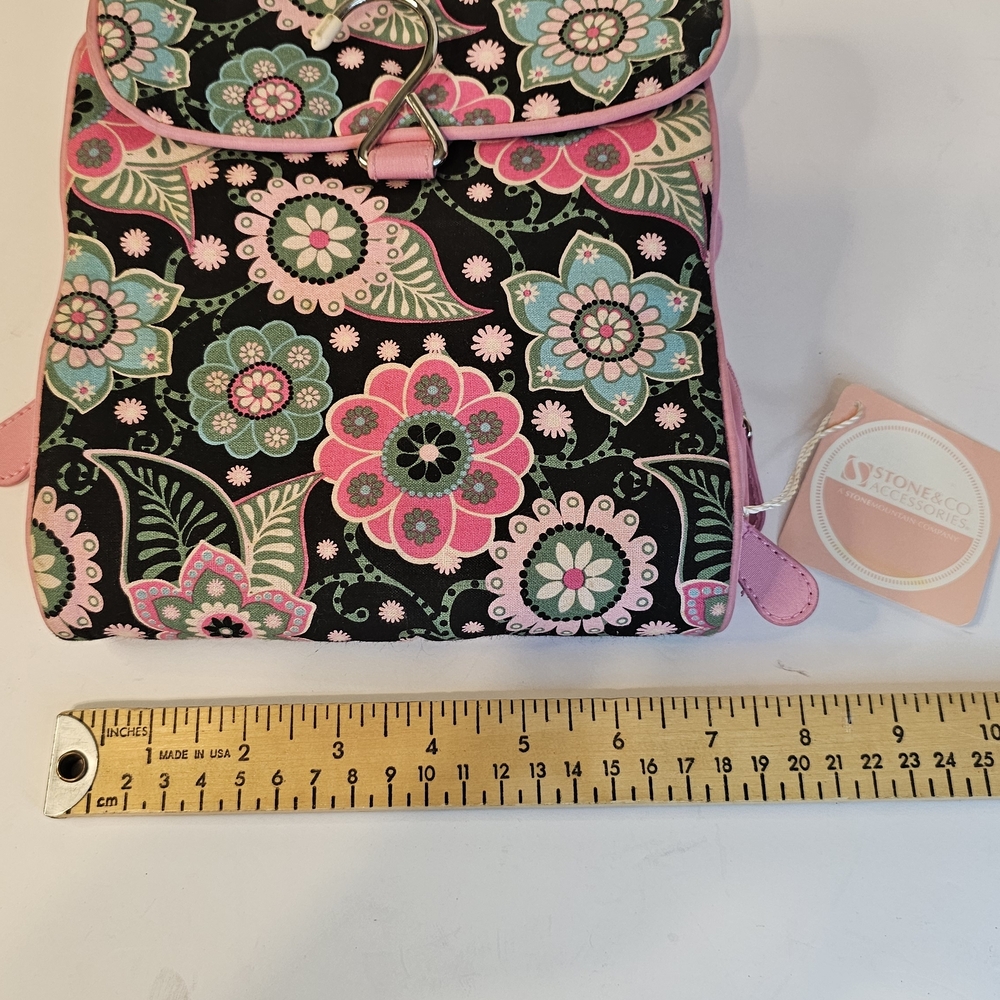 Stone & Co. Travel Hanging Floral Paisley Cosmetic Bag in Black, Pink, Green
